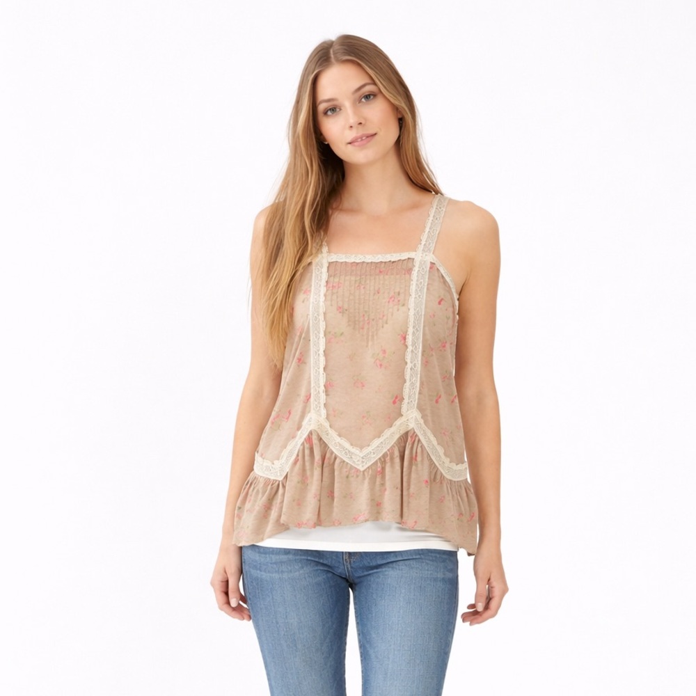 Free People Sheer Beige Top • NWT - Picture 2 of 9